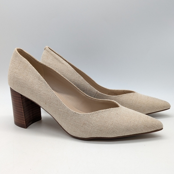 Marc Fisher Caitlin cream woven point toe block heel shoe 9.5 - Picture 1 of 11